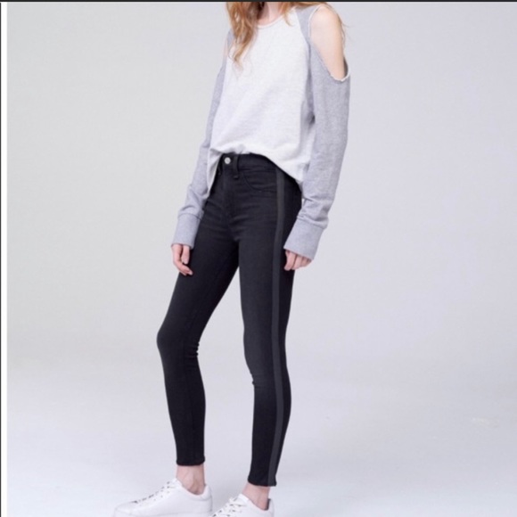 Rag & Bone Black Tuxedo Stripe Crop Jean sz 27 - Picture 1 of 9